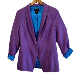 Size M – Iman Lavender & Turquoise Lined Fitted Oversized Blazer